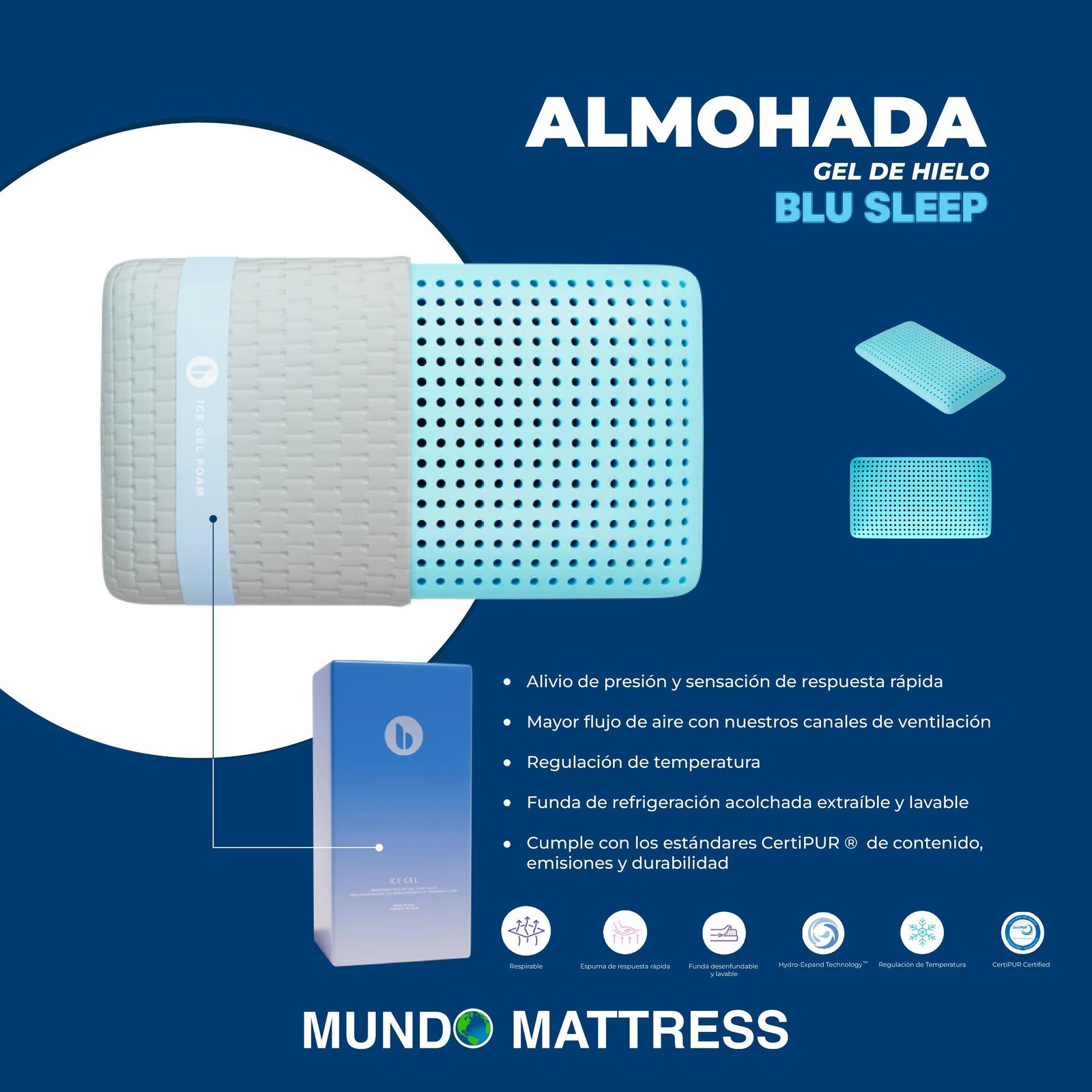 Almohada Blu Sleep Gel De Hielo